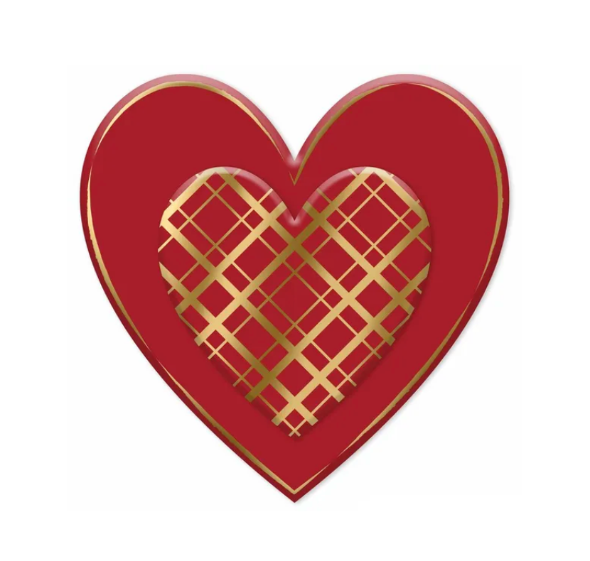 12"H x 12"L Metal/Embossed Plaid Heart