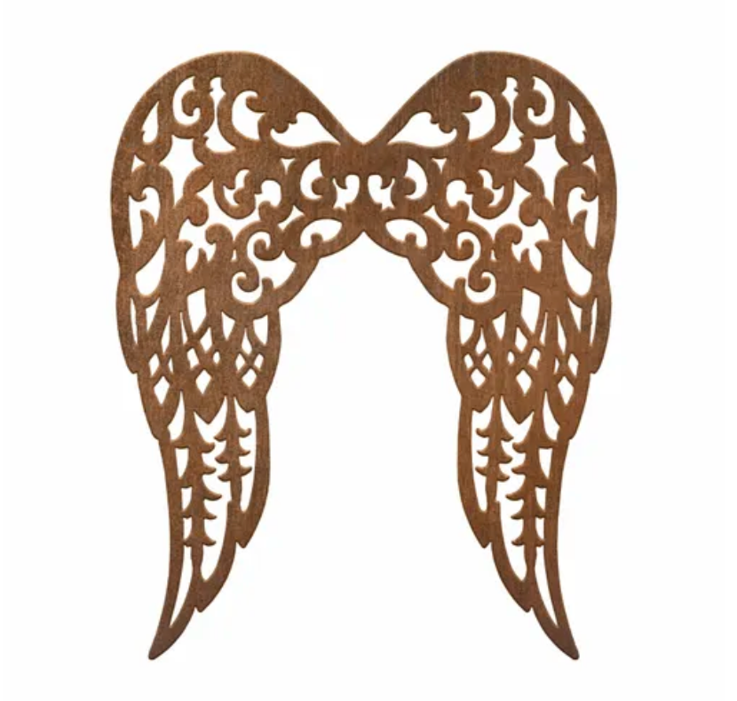 17.75"Hx14.75"L Filigree Angel Wings (Antique Rust)