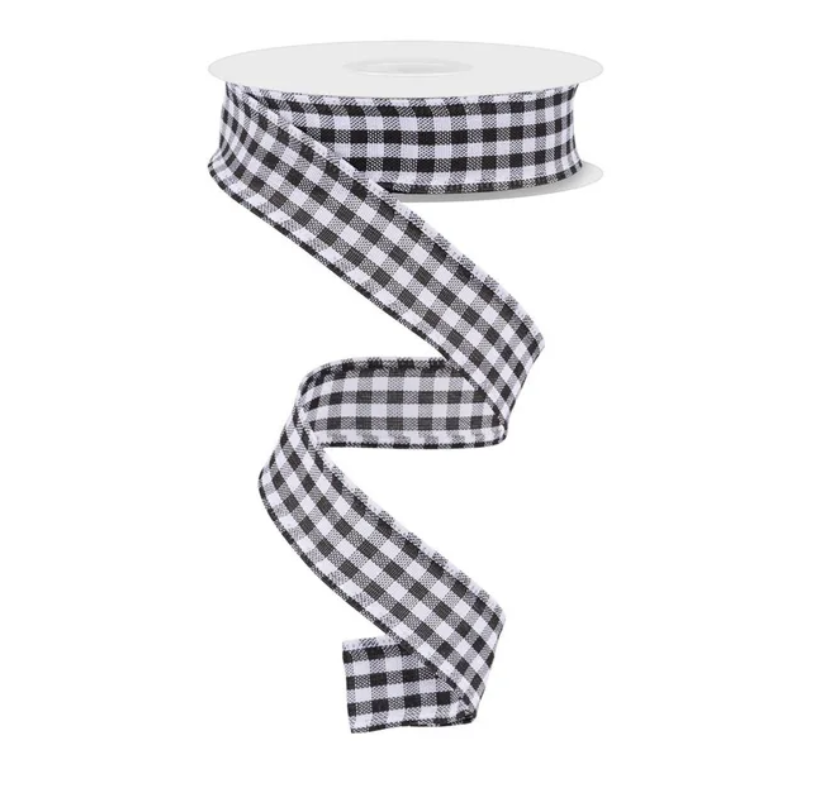 7/8" x 10yd Gingham Check (Black/White)