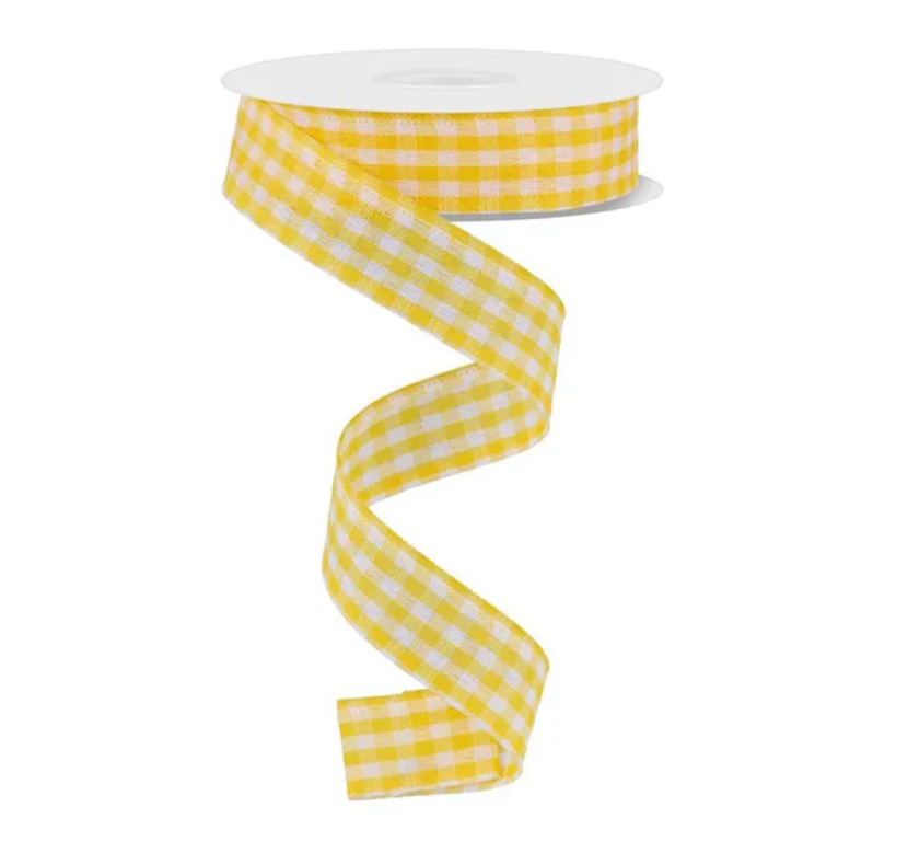 7/8" x 10yd Gingham Check (Golden Yellow/White)