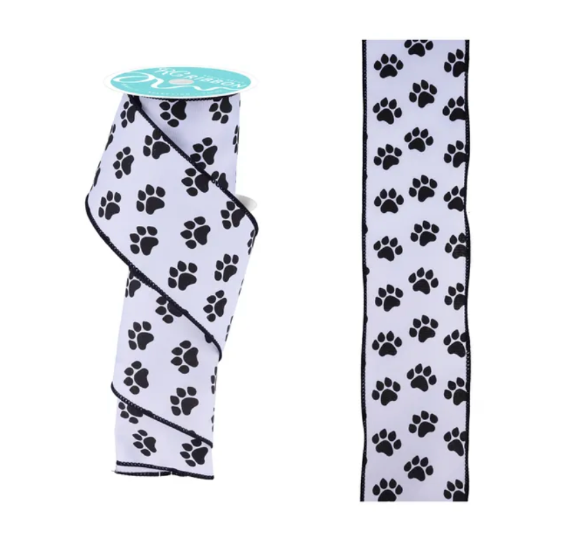 2.5" x 10yd Paw Print (Black/White)