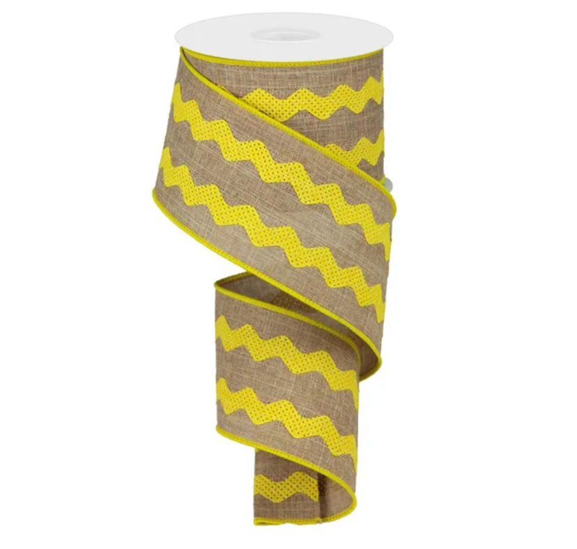 2.5" x 10yd Ricrac (Beige/Yellow)