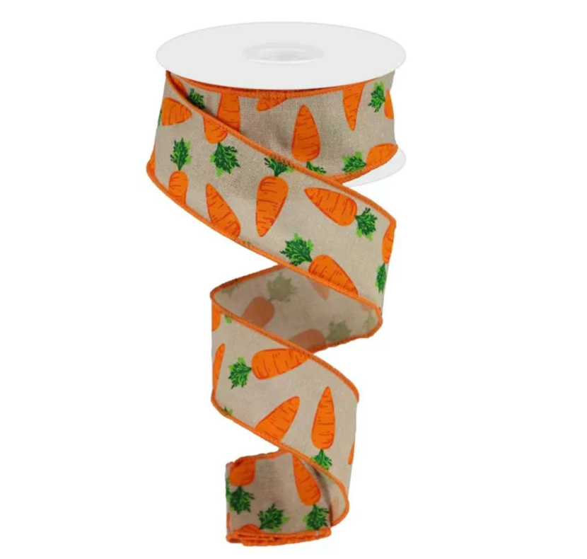 1.5" x 10yd Carrots On Cotton (Tan)