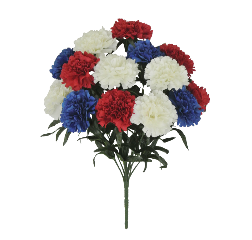 18" Carnation Bush X 14 (Red/White/Blue)