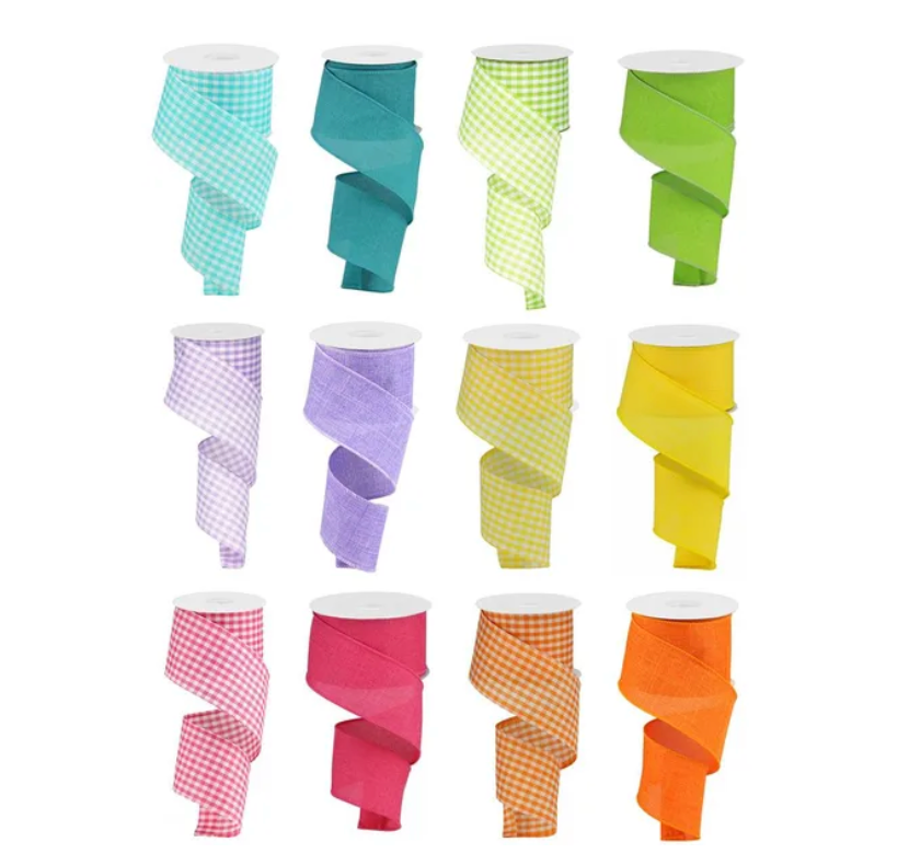 2.5" x 10yd Royal Burlap/Gingham Assorted (Box of 12)