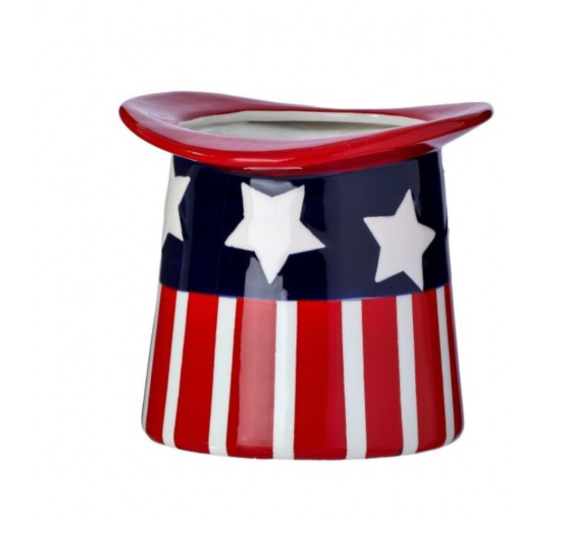 7" Ceramic American Spirit Hat Planter
