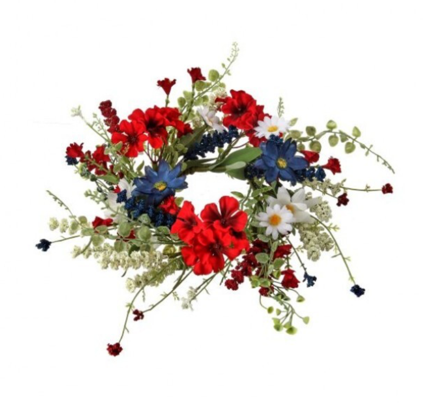 12" Geranium/Daisy/Astilbe Candle Ring