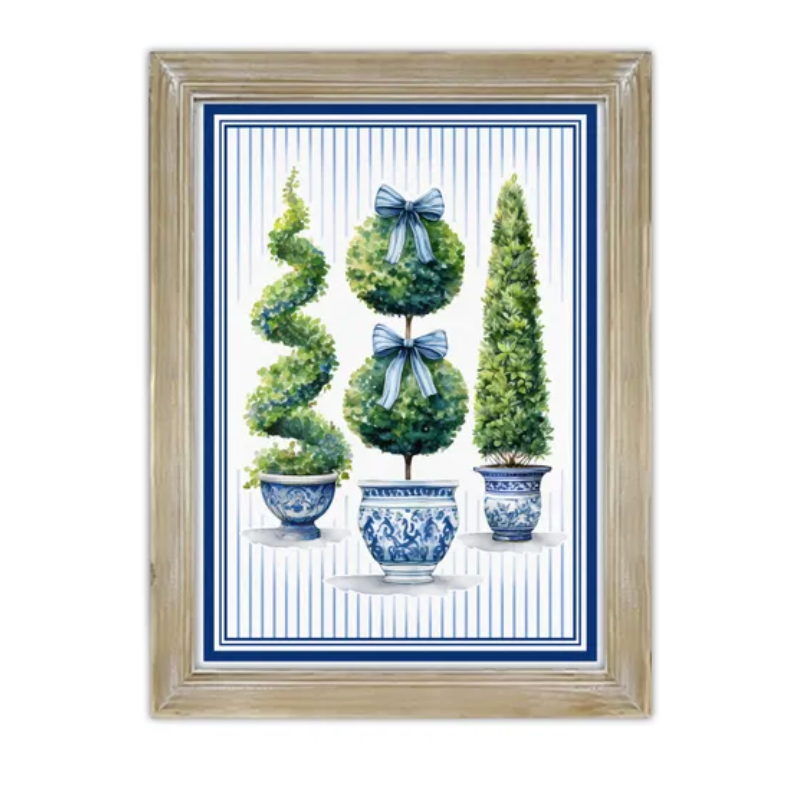 16"Hx12"L Chinoiserie Topiaries W/Frame