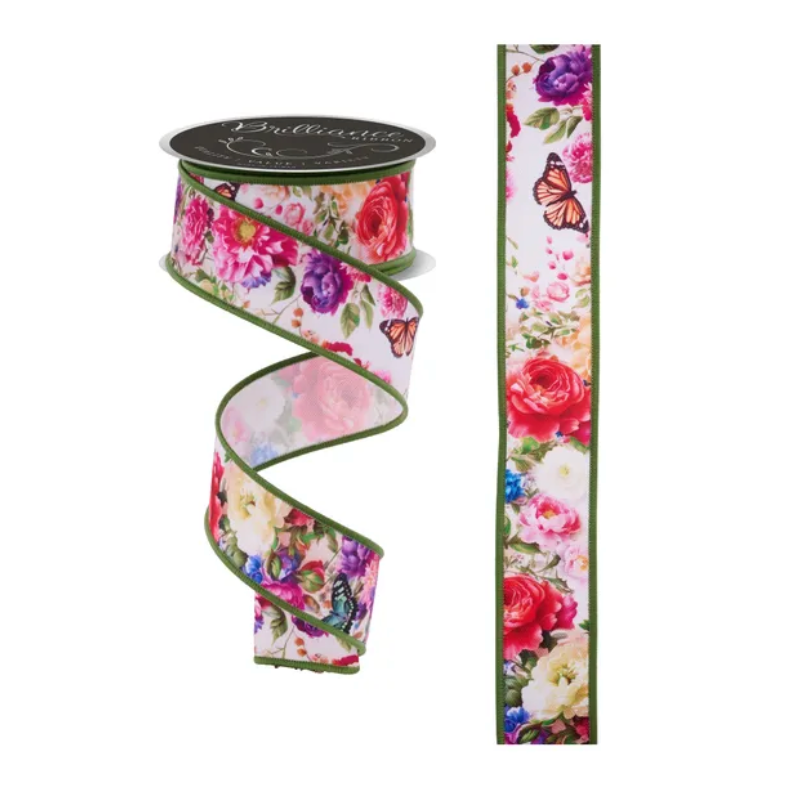 1.5" x 10yd Florals/Butterflies