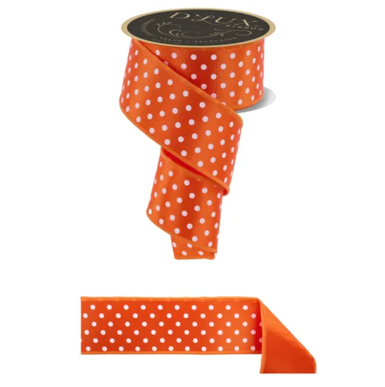2.5" x 10yd Small Polka Dot/Fused (Orange/White)