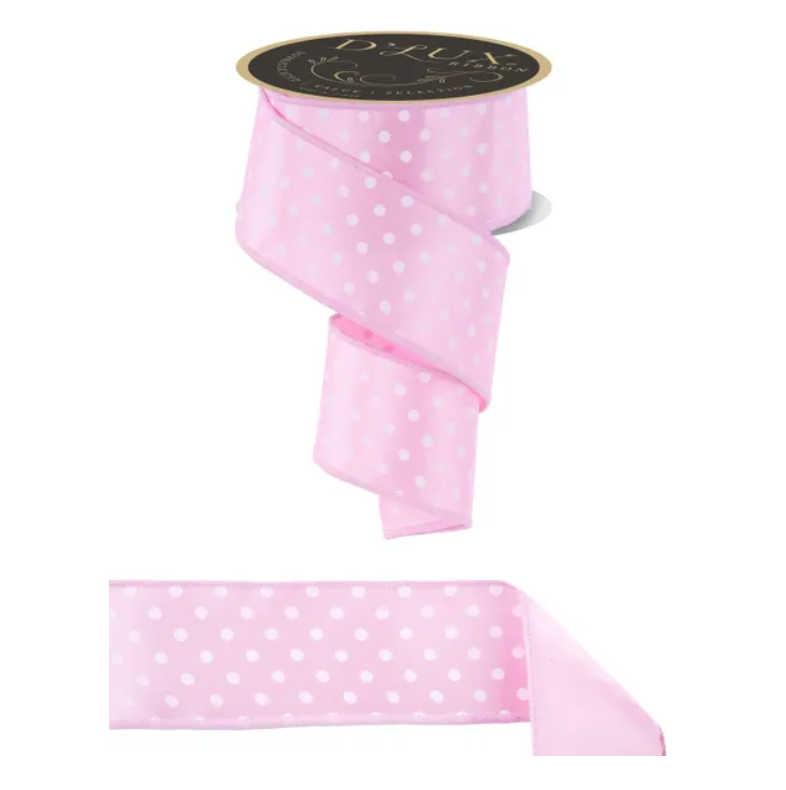 2.5" x 10yd Small Polka Dot/Fused (Pink/White)