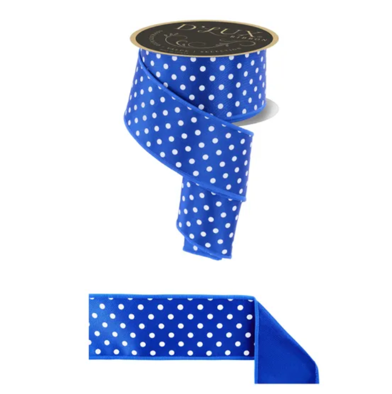 2.5" x 10yd Small Polka Dot/Fused (Royal Blue/White)