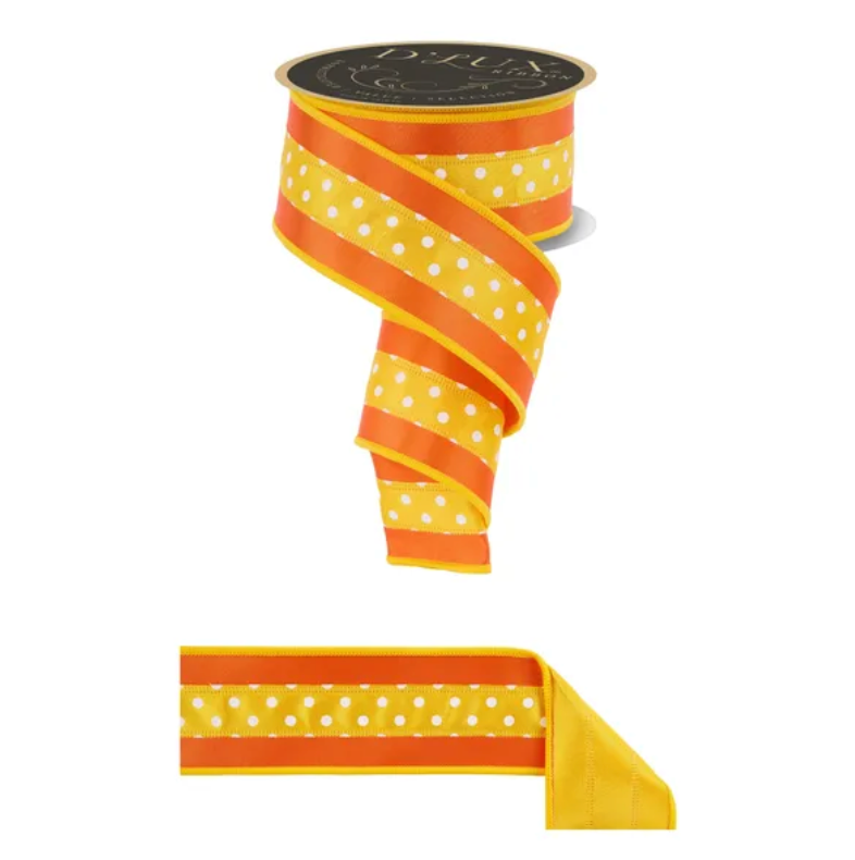 2.5" x 10yd 3-In-1 Polka Dot/Fused (Orange/Yellow/White)