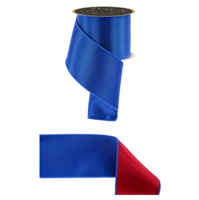 4" x 10yd Satin Fused (Royal Blue/Red)