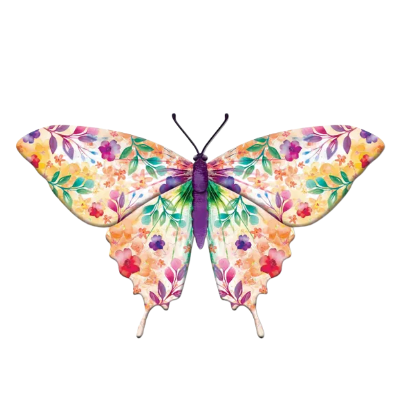 13.5"L x 8.45"H Botanical Butterfly Sign (Purple/Blue/Green/Orange)