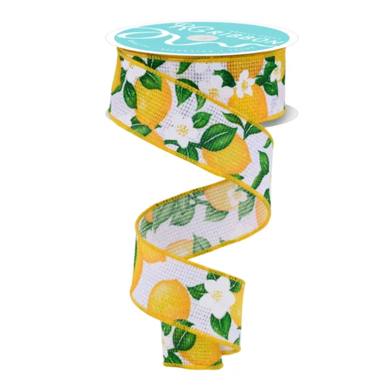 1.5" x 10yd Lemons/Flowers/Cross