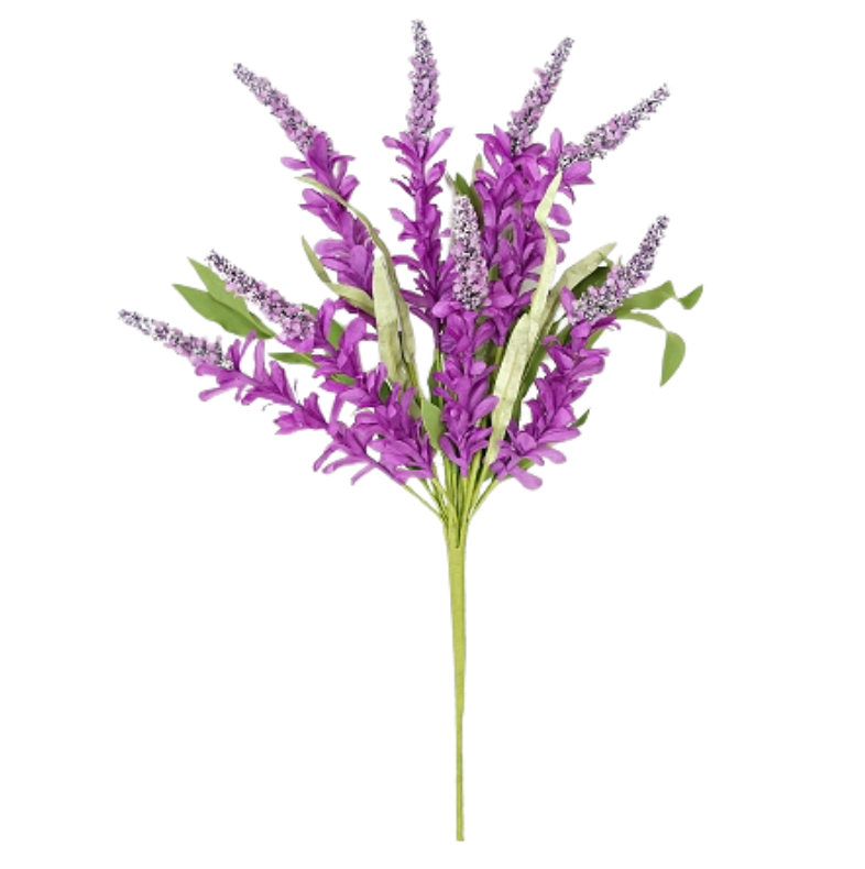 20" Purple Cluster Flowers with Heather Bush