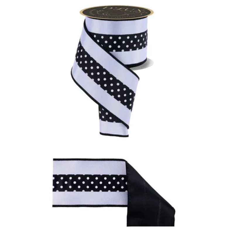 4" x 10yd 3-In-1 Polka Dot/Fused (Black/White)