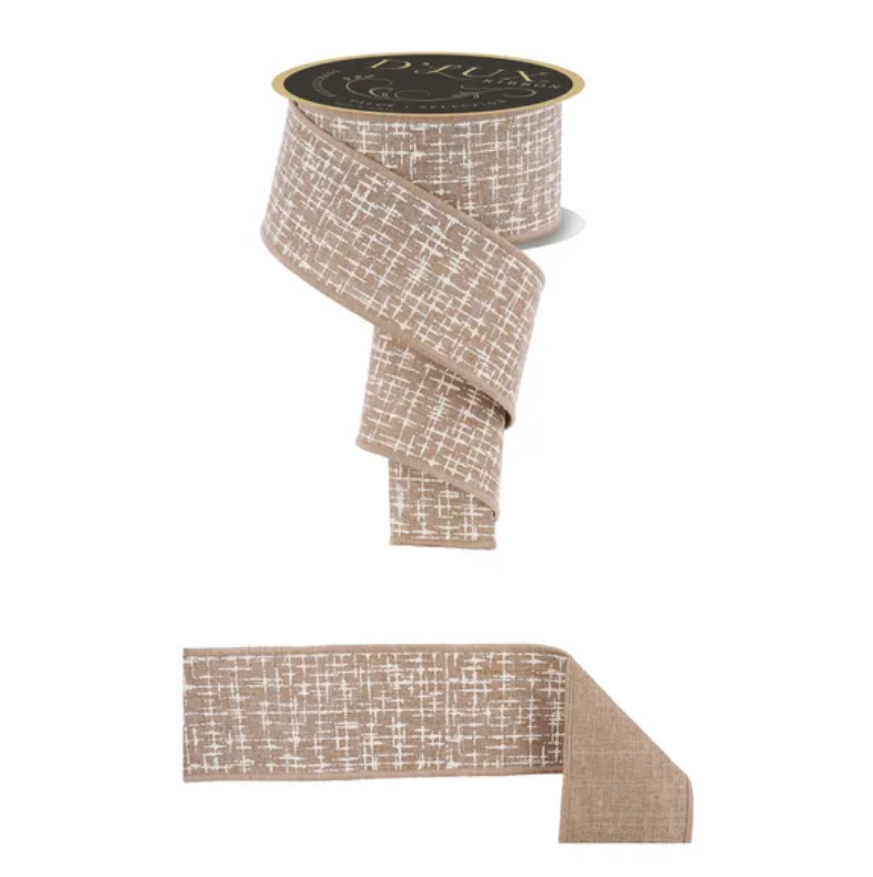 2.5" x 10yd Knit Look Texture/Fused (Beige/Ivory)