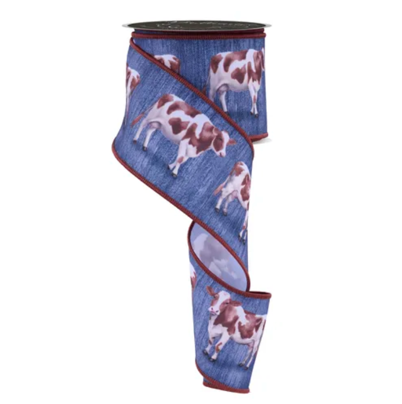2.5" x 10yd Cows (Denim/Brown/White)