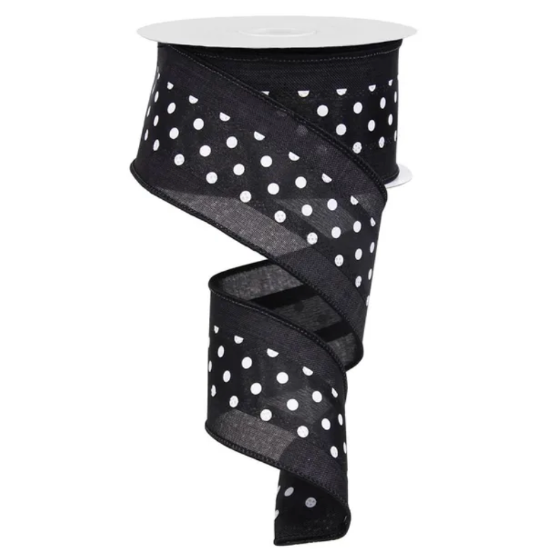 2.5" x 10yd 3-In-1 Polka Dot/Royal (Black/White)
