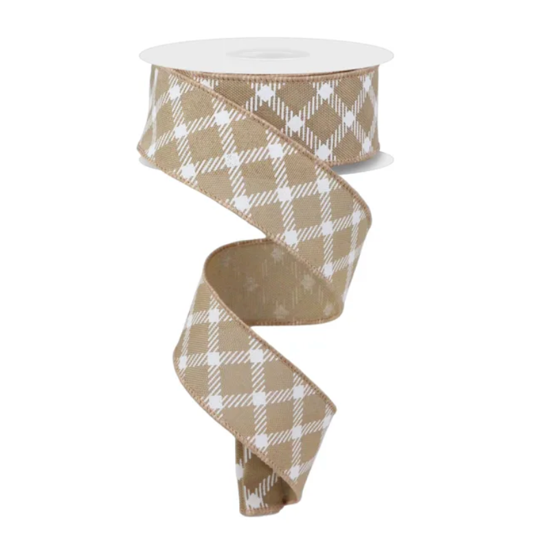 1.5" x 10yd Diamnd Check/Faux Royal Burlap