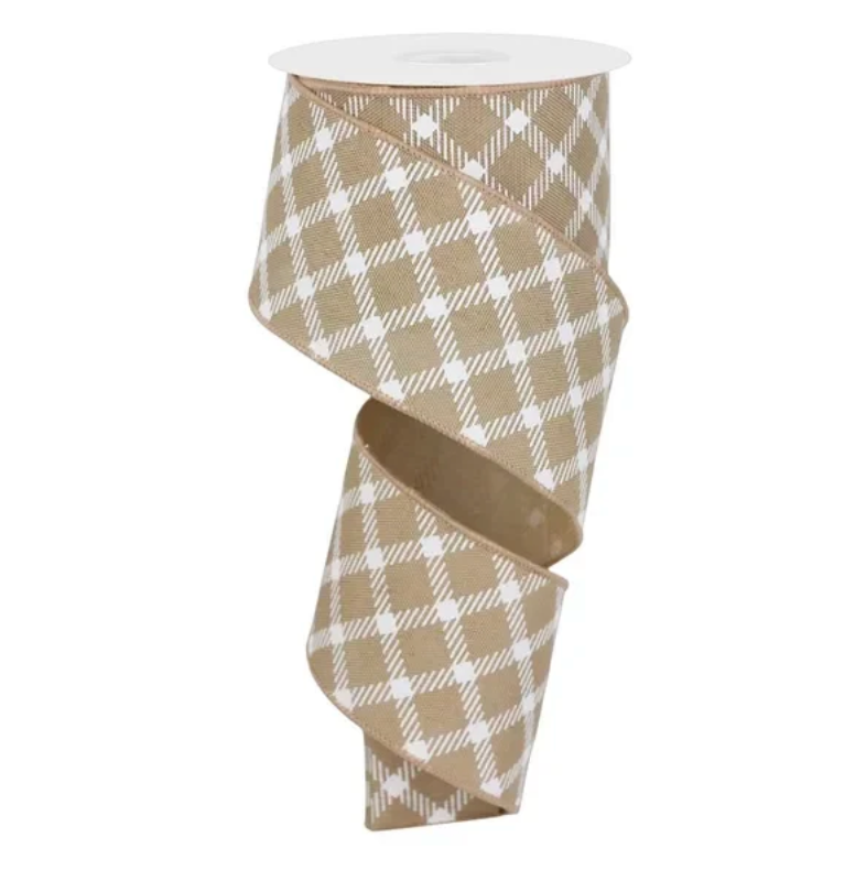 2.5" x 10yd Diamnd Check/Faux Royal Burlap