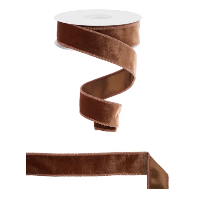 1.5" x 10yd Deluxe Velvet/Satin Backing (Chocolate)