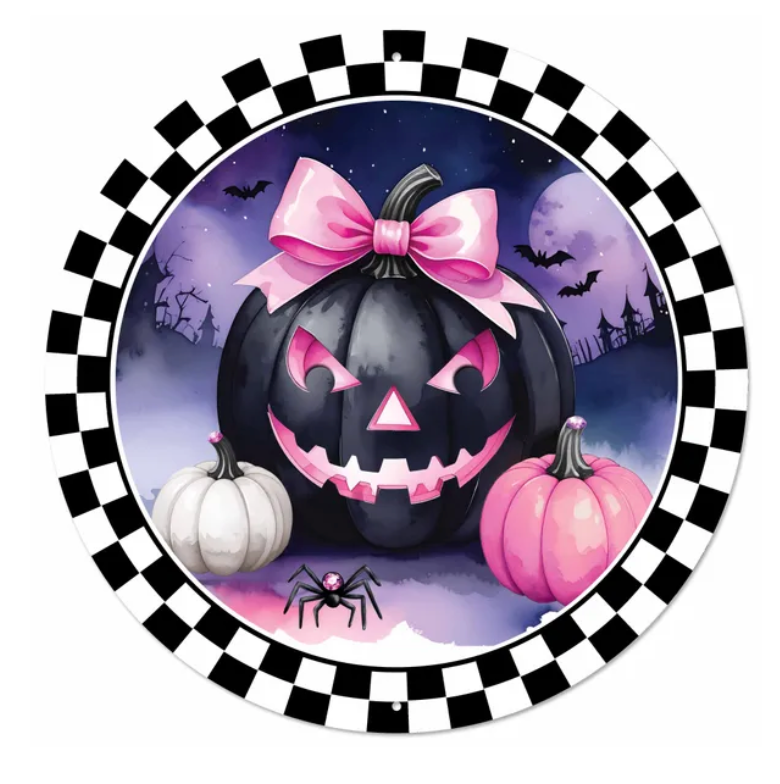 12"Dia Jack-O-Lantern/Bow Sign