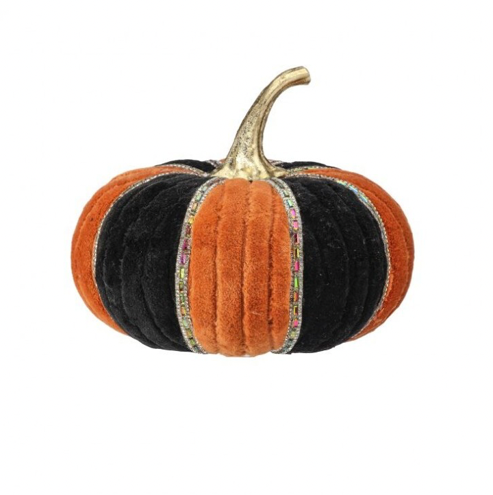 8" Velvet W/Jewels Pumpkin