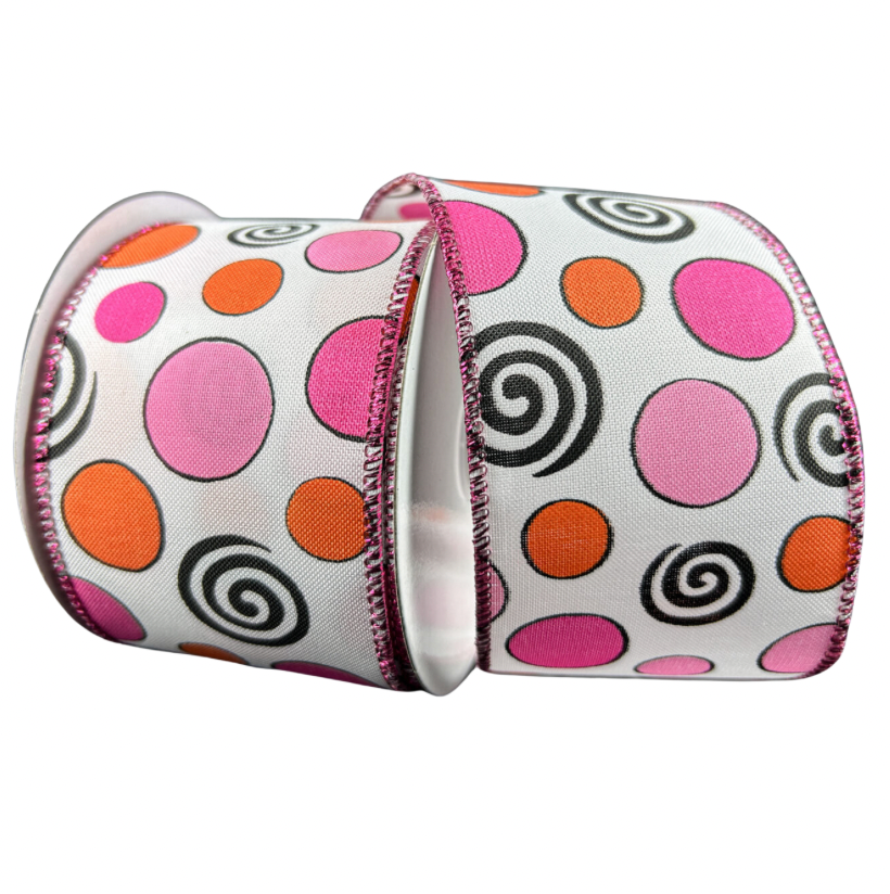 2.5" X 10YD Polka Dot/Swirl (Orange,Pink,Black,White)