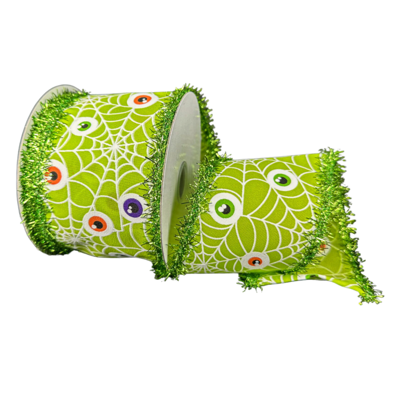 2.5"X10Y Lime Green Eyeball W/ Tinsel Edge
