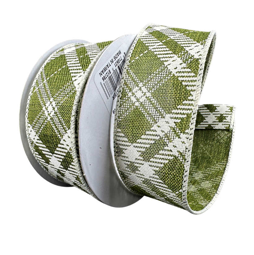 1.5" X 10Y Diagonal Plaid (Moss Green)