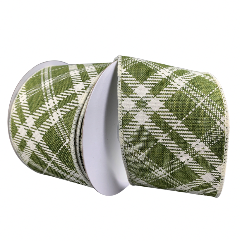 2.5" X 10Y Diagonal Plaid (Moss Green/Cream)
