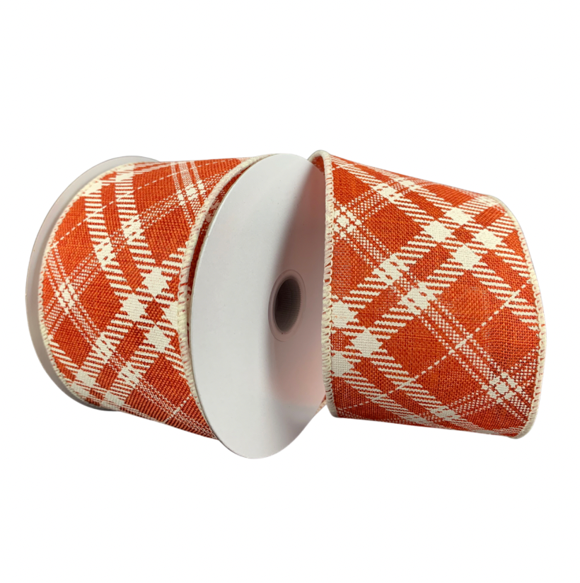 2.5" X 10Y Diagonal Plaid (Orange/Cream)