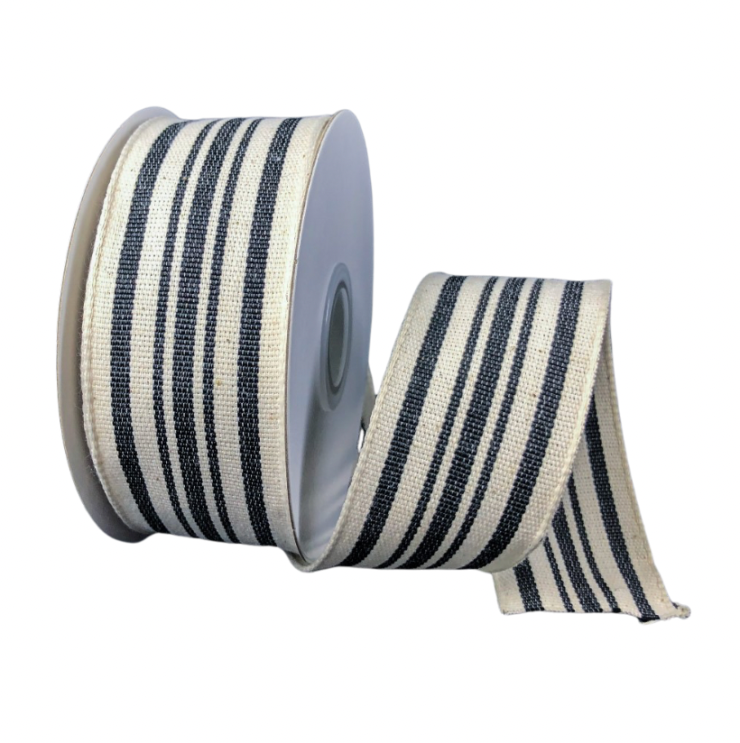 1.5" X 10Y French Stripes (Black/Ivory)