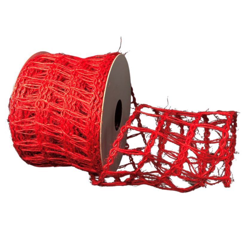 2.5" X 10YD Red Open Weave Burlap