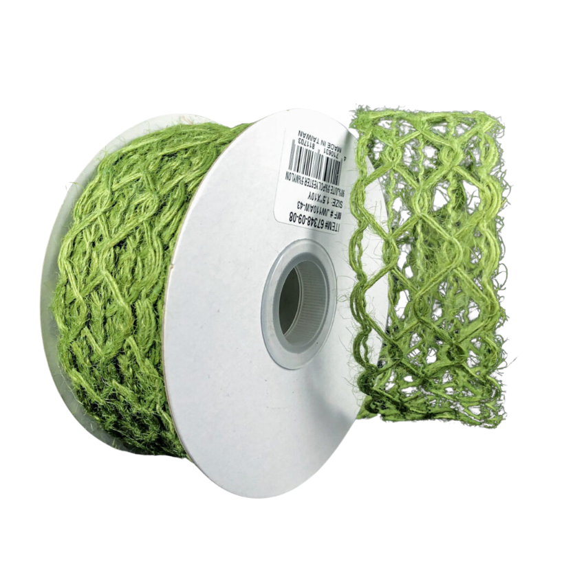 1.5" X 10YD Scallop Weave Burlap (Green)