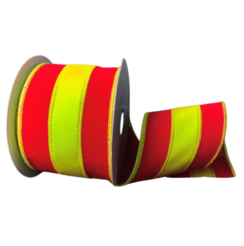 2.5" X 10YD Velvet Stripe (Red/Green)