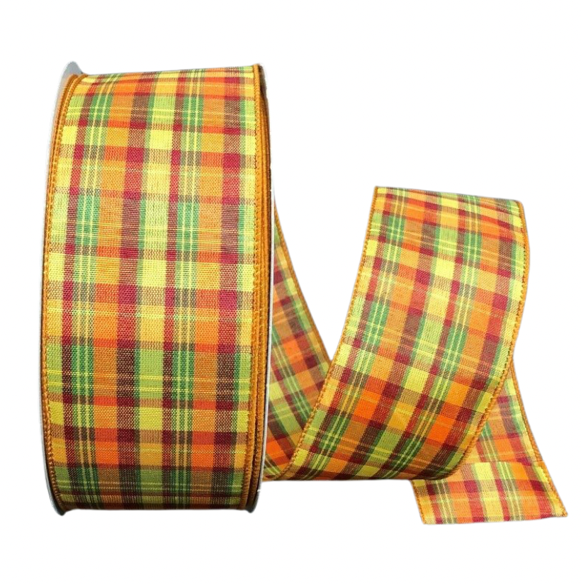 2.5" X 50YD Old School Fall Plaid (Orange,Maroon,Green,Yellow)