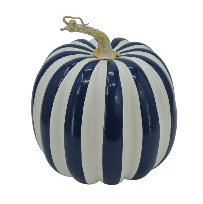 7.5" Stripe Pumpkin (Blue/White)