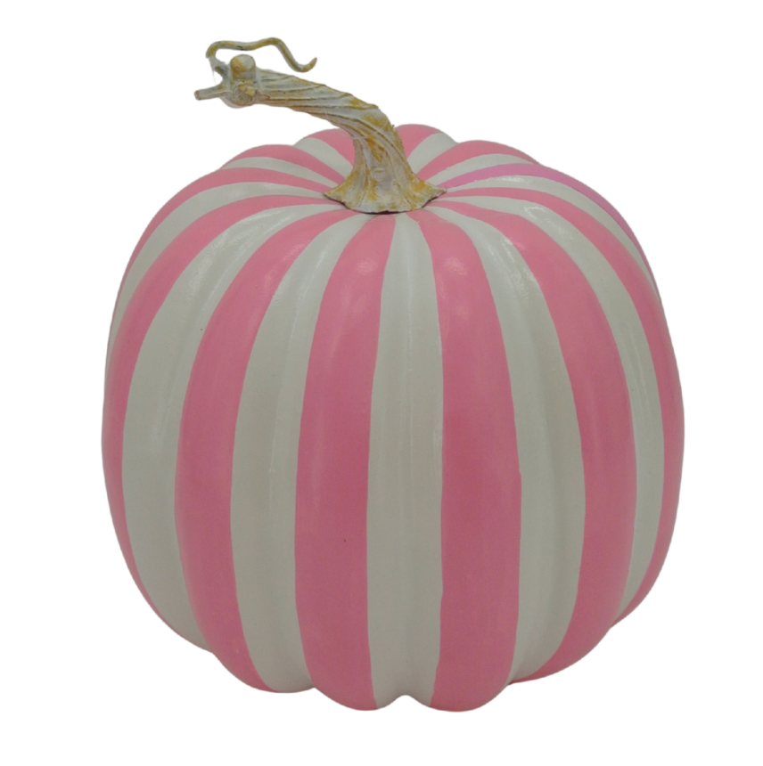 7.5" Stripe Pumpkin (Pink/White)