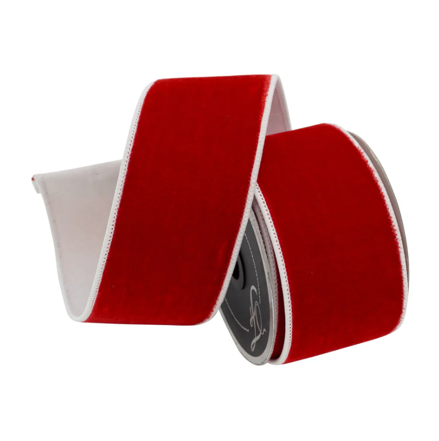 2.5"X10YD 2 Tone Velvet (Red/White) Farrisilk