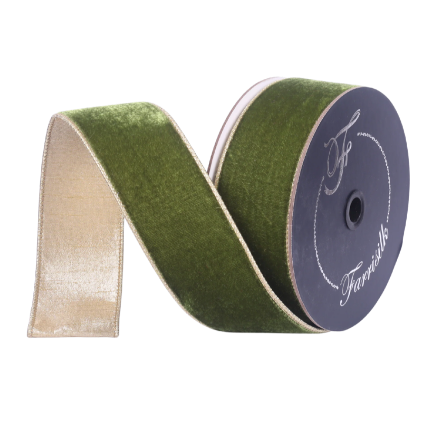 2.5"X10YD Flashy Velvet (Forest Green) Farrisilk