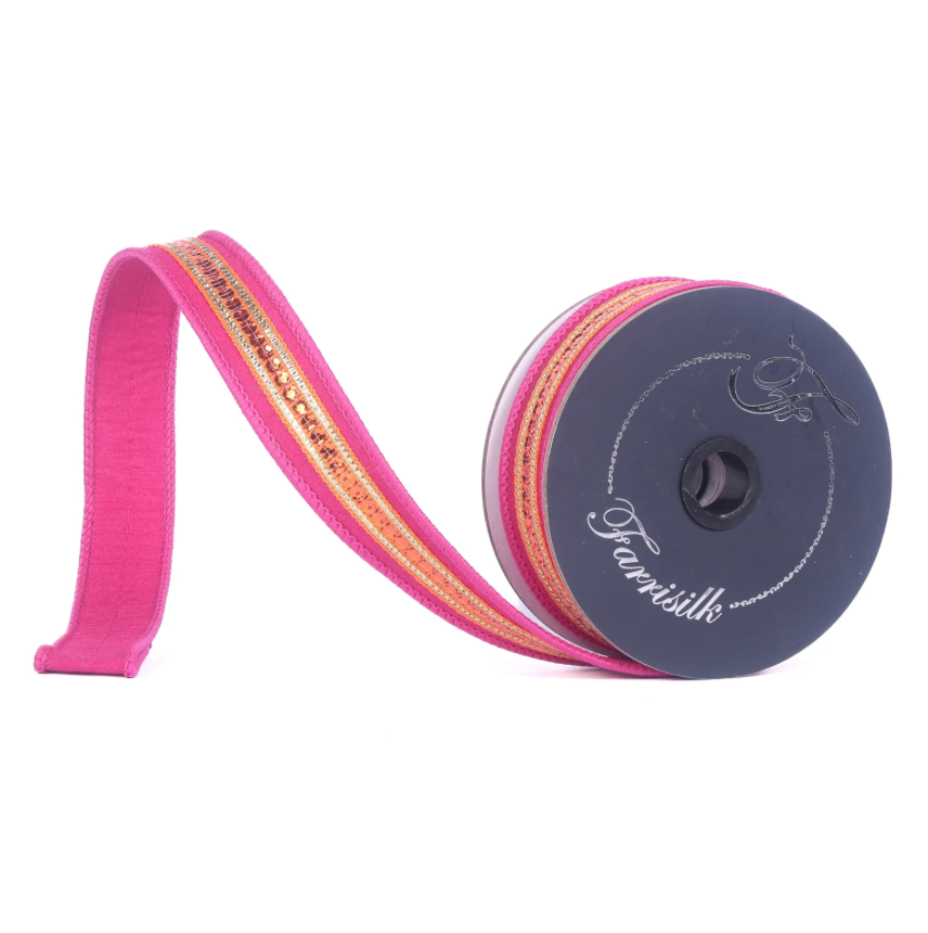 1"X10YD Twinkle Trim (Orange & Hot Pink) Farrisilk