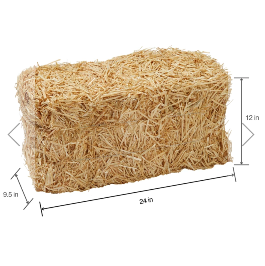 9.5 x 12 x 24" Decorative Straw Hay Bale