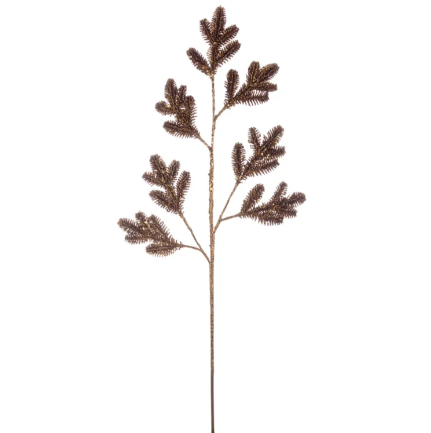 Brown Glitter Pine Spray