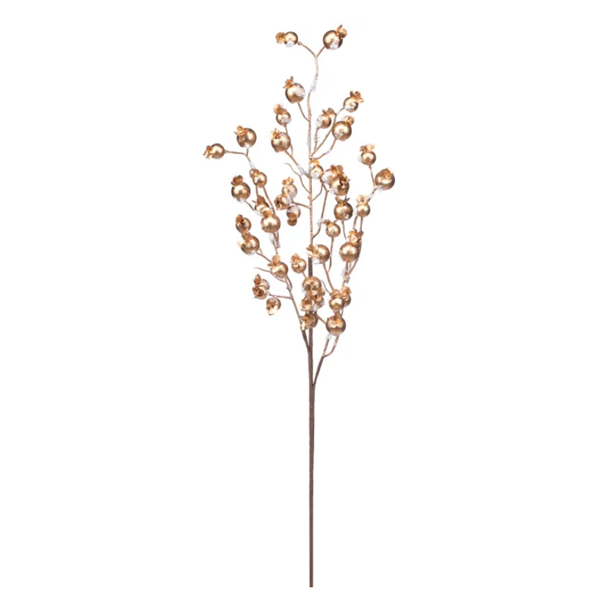 30" Gold Snow Berry Spray