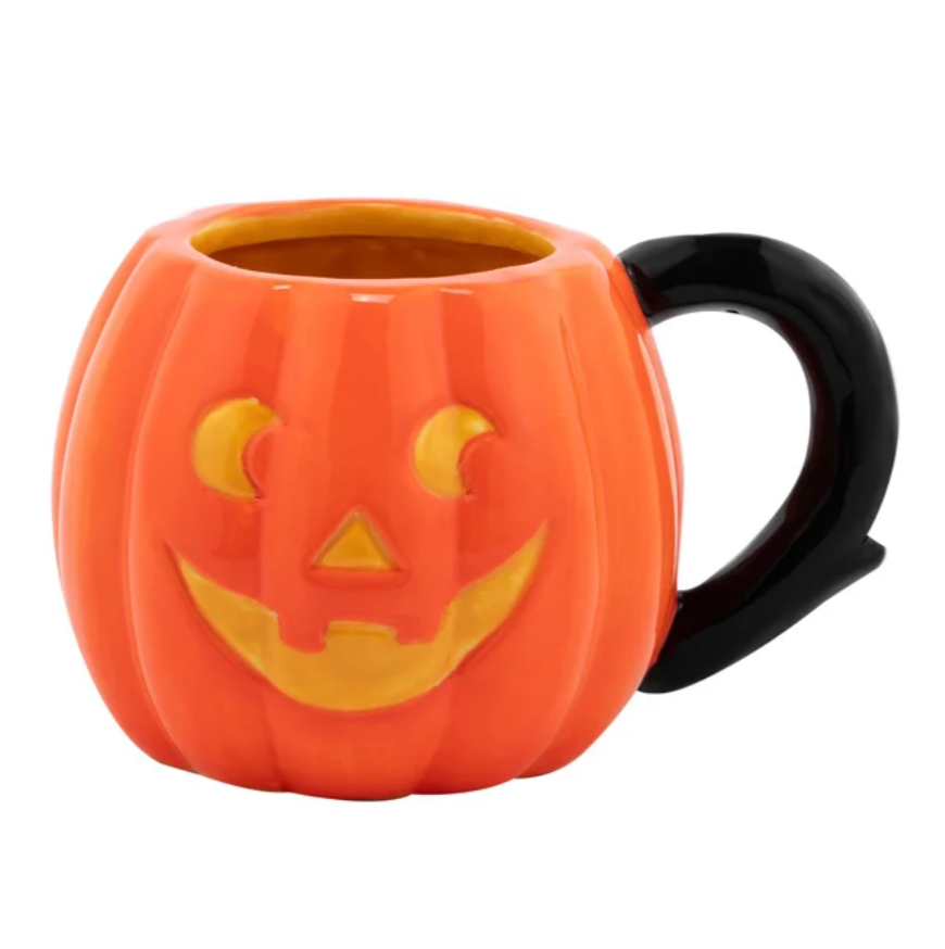 3.25" Pumpkin Mug with Black Handle