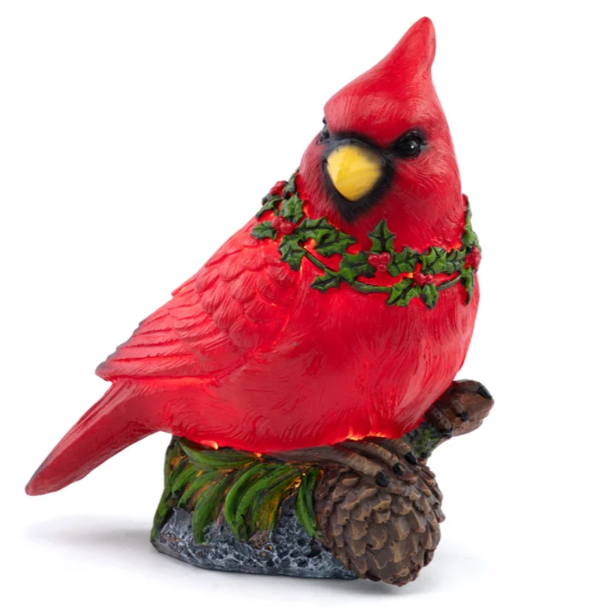 LED Holly Wreath Cardinal